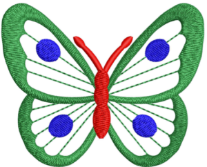 Green Butterfly Embroidery Design (2 sizes)-EmbDesignStock