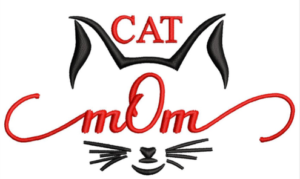 Cat Mom Logo Embroidery Design (2 sizes)-EmbDesignStock