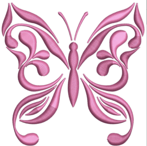 Pink Butterfly Embroidery Design (2 sizes)-EmbDesignStock